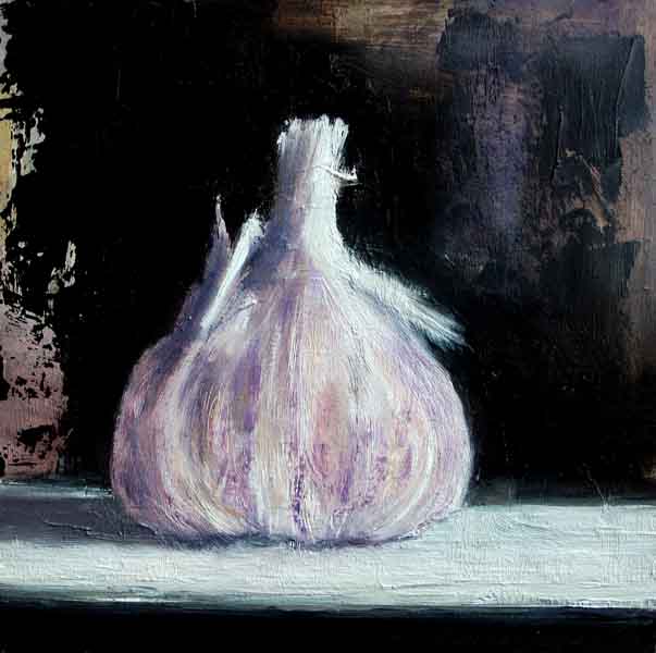 Still Life Painting of Garlic Bulb