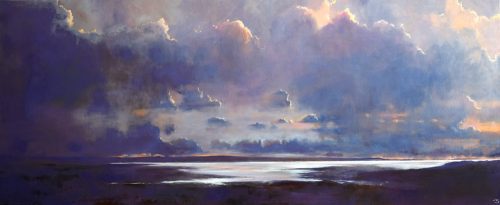 Panoramic view of the West Coast of Ireland at sunset called The Silver Sea by John O'Grady