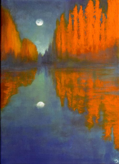 John O Grady Art - The Moon and the Poplars