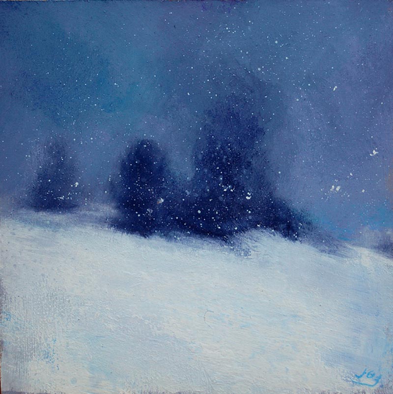Atmospheric Snowfall painting, 'Snowfall on Mont Ventoux' by John O'Grady