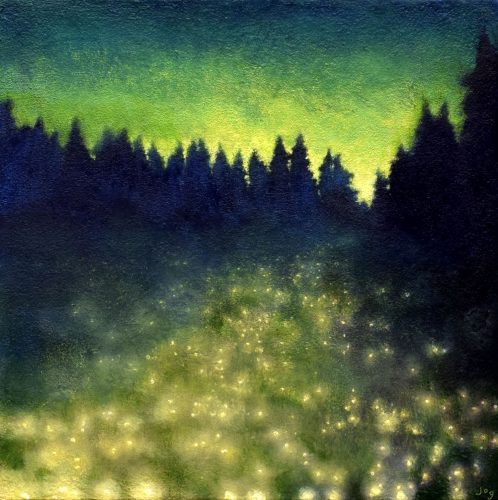 Dreamlike summer nocturne painting | 'The Field of Fallen Stars' by John O'Grady