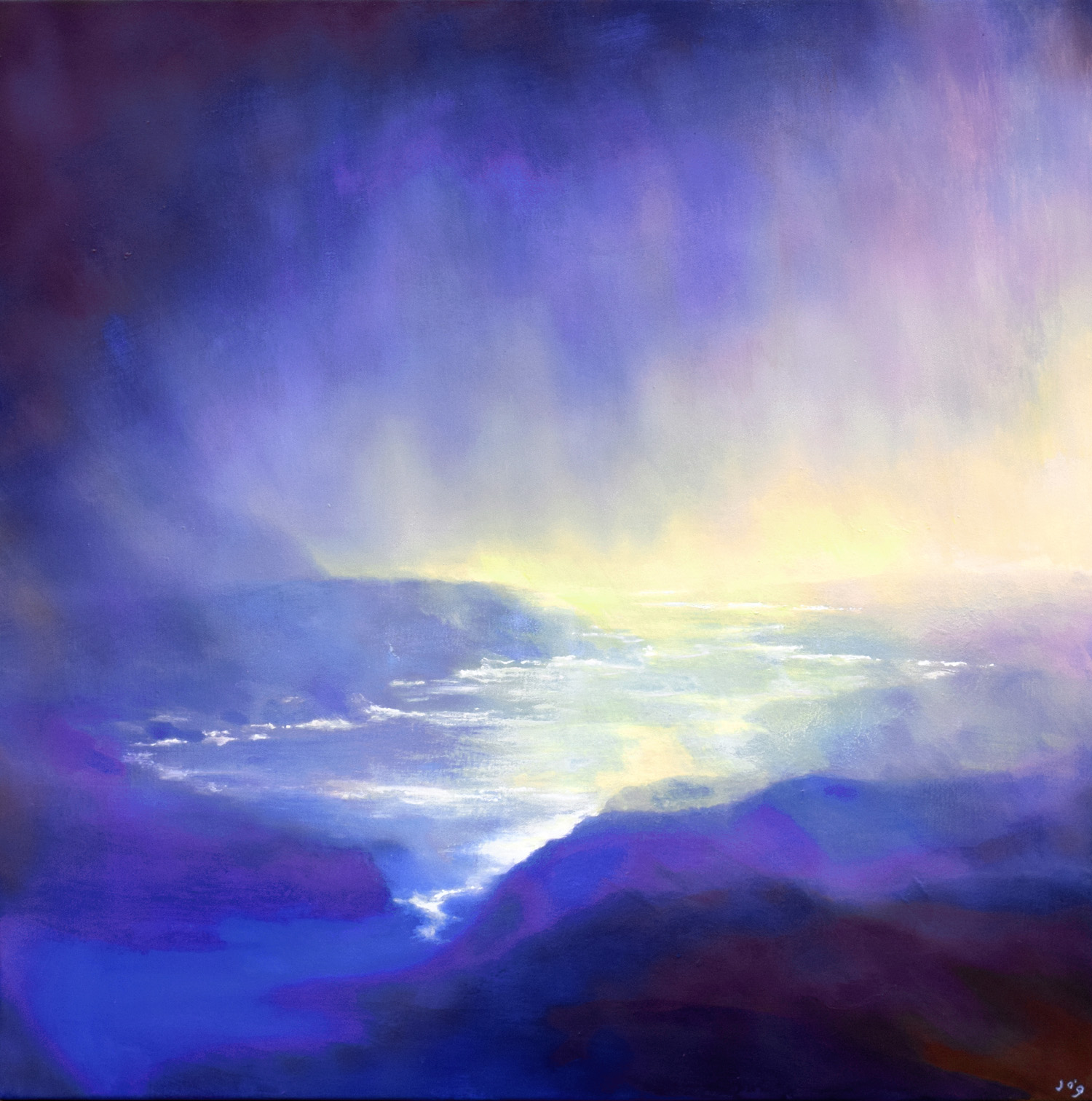 Atmospheric Seascape Painting With Veil of Rain | The Spirit of Water VIII by John O'Grady