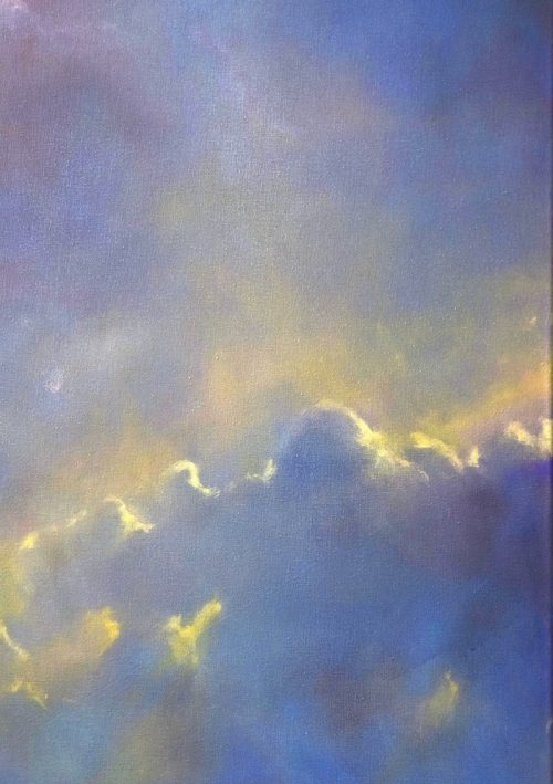 Detail of Painting showing sunrays peeking through the clouds