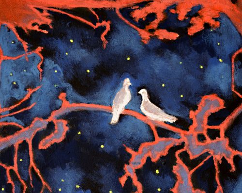 Two Doves in the Night by John O'Grady (detail of the doves)